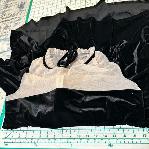 Chelsea Violet Size XL Dress Black Velvet Mesh Puff Babydoll Goth Sophie Maid - Picture 5 of 16